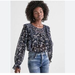 Lucky Brand Chiffon Peasant Top
